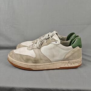 CLAE Shoes Mens Size 13 White Green Leather Suede Low Top Gum Sole Sneakers